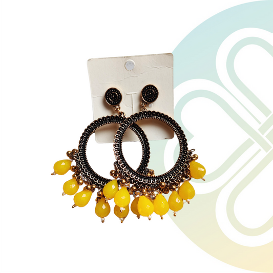 Round Jhumka - Yellow
