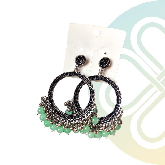Round Jhumka- Pastel Green