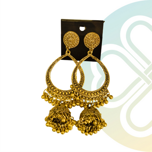 Teardrop Dome Jhumka - Gold