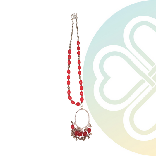 Oval Red Charm Necklace